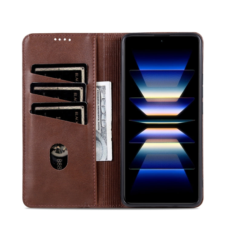 For Samsung Galaxy S24 5G AZNS Magnetic Calf Texture Flip Leather Phone Case(Dark Brown) - Galaxy S24 5G Cases by AZNS | Online Shopping South Africa | PMC Jewellery | Buy Now Pay Later Mobicred