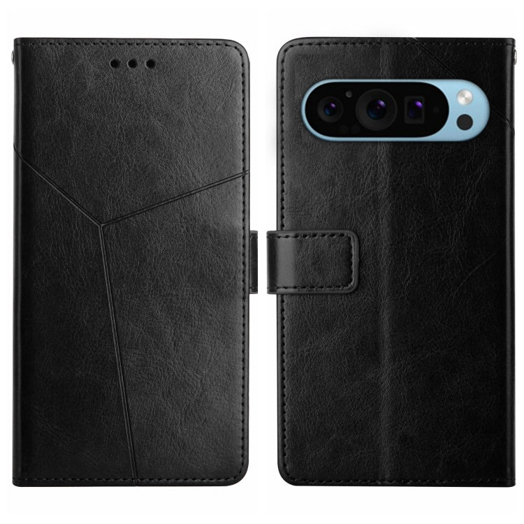For Google Pixel 9 Y-shaped Pattern Flip Leather Phone Case(Black) - Google Cases by PMC TechLife | Online Shopping South Africa | PMC TechLife | Buy Now Pay Later Mobicred