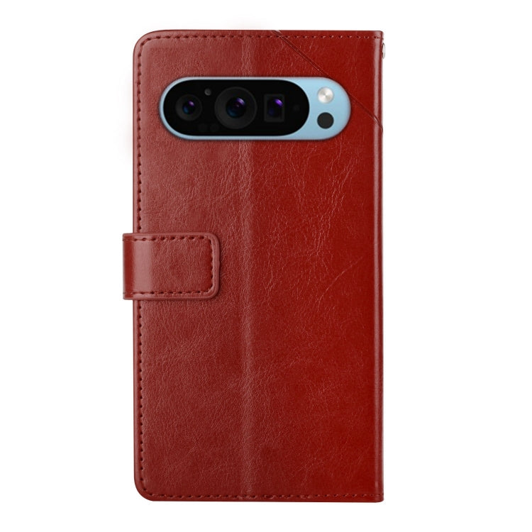 For Google Pixel 9 Y-shaped Pattern Flip Leather Phone Case(Brown) - Google Cases by PMC TechLife | Online Shopping South Africa | PMC TechLife | Buy Now Pay Later Mobicred