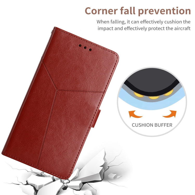 For Google Pixel 9 Y-shaped Pattern Flip Leather Phone Case(Brown) - Google Cases by PMC TechLife | Online Shopping South Africa | PMC TechLife | Buy Now Pay Later Mobicred