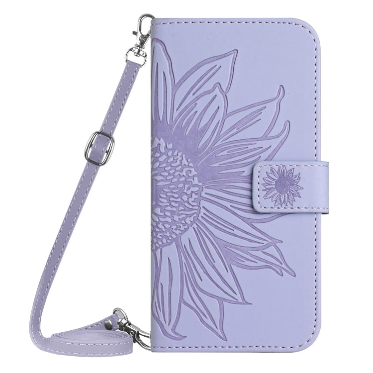 For Google Pixel 9 Pro Skin Feel Sun Flower Embossed Flip Leather Phone Case with Lanyard(Purple) - Google Cases by PMC TechLife | Online Shopping South Africa | PMC TechLife | Buy Now Pay Later Mobicred