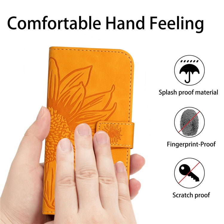 For Google Pixel 9 Pro Skin Feel Sun Flower Embossed Flip Leather Phone Case with Lanyard(Yellow) - Google Cases by PMC TechLife | Online Shopping South Africa | PMC TechLife | Buy Now Pay Later Mobicred