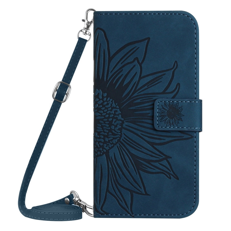 For Google Pixel 9 Pro Skin Feel Sun Flower Embossed Flip Leather Phone Case with Lanyard(Inky Blue) - Google Cases by PMC TechLife | Online Shopping South Africa | PMC TechLife | Buy Now Pay Later Mobicred