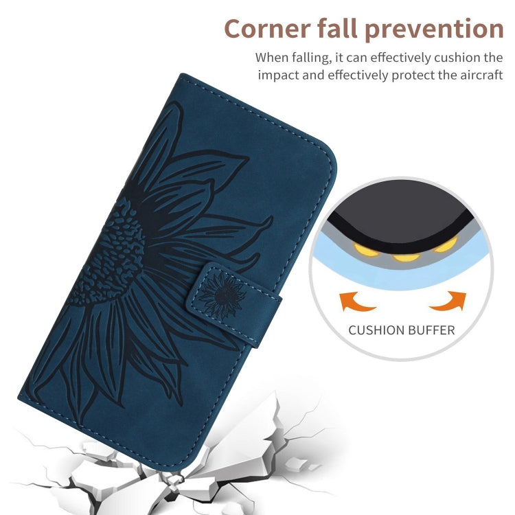 For Google Pixel 9 Pro Skin Feel Sun Flower Embossed Flip Leather Phone Case with Lanyard(Inky Blue) - Google Cases by PMC TechLife | Online Shopping South Africa | PMC TechLife | Buy Now Pay Later Mobicred