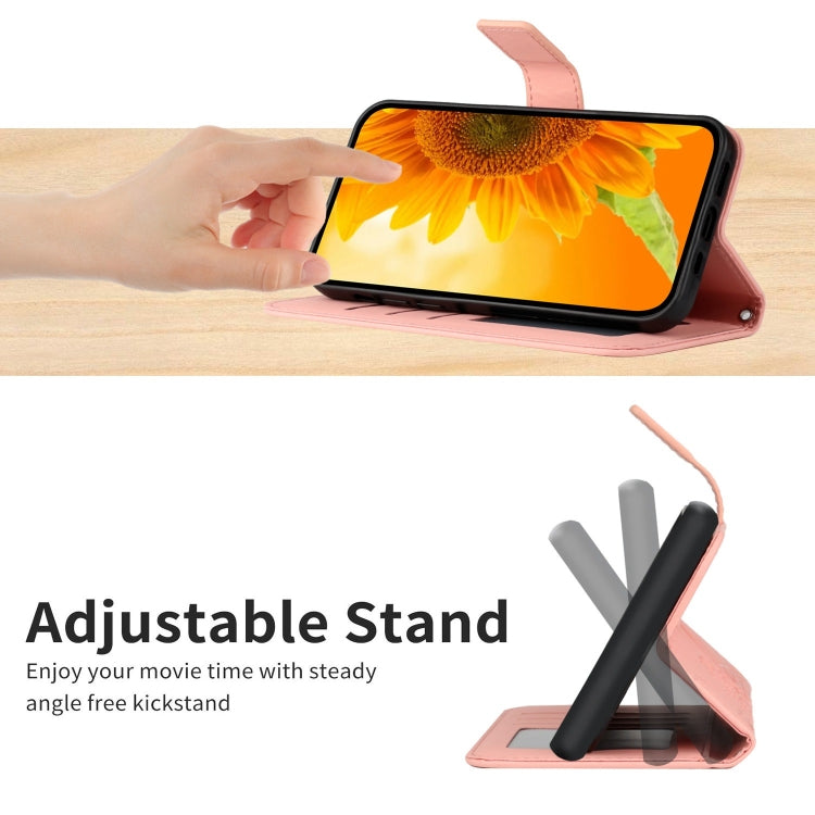 For Google Pixel 9 Skin Feel Sun Flower Embossed Flip Leather Phone Case with Lanyard(Pink) - Google Cases by PMC TechLife | Online Shopping South Africa | PMC TechLife | Buy Now Pay Later Mobicred