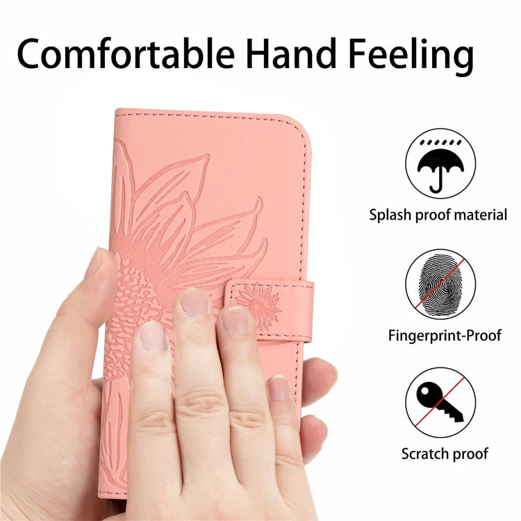 For Google Pixel 9 Skin Feel Sun Flower Embossed Flip Leather Phone Case with Lanyard(Pink) - Google Cases by PMC TechLife | Online Shopping South Africa | PMC TechLife | Buy Now Pay Later Mobicred