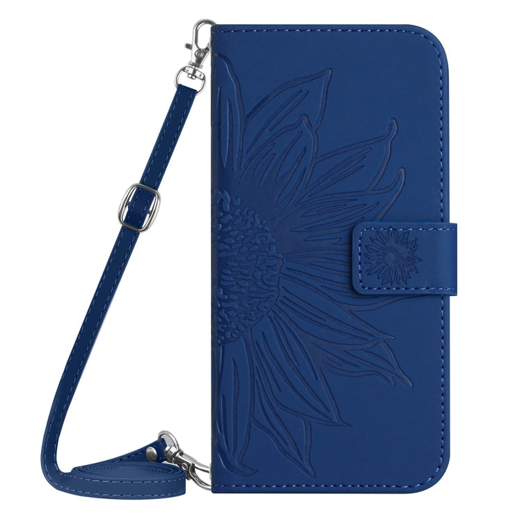 For Google Pixel 9 Skin Feel Sun Flower Embossed Flip Leather Phone Case with Lanyard(Dark Blue) - Google Cases by PMC TechLife | Online Shopping South Africa | PMC TechLife | Buy Now Pay Later Mobicred