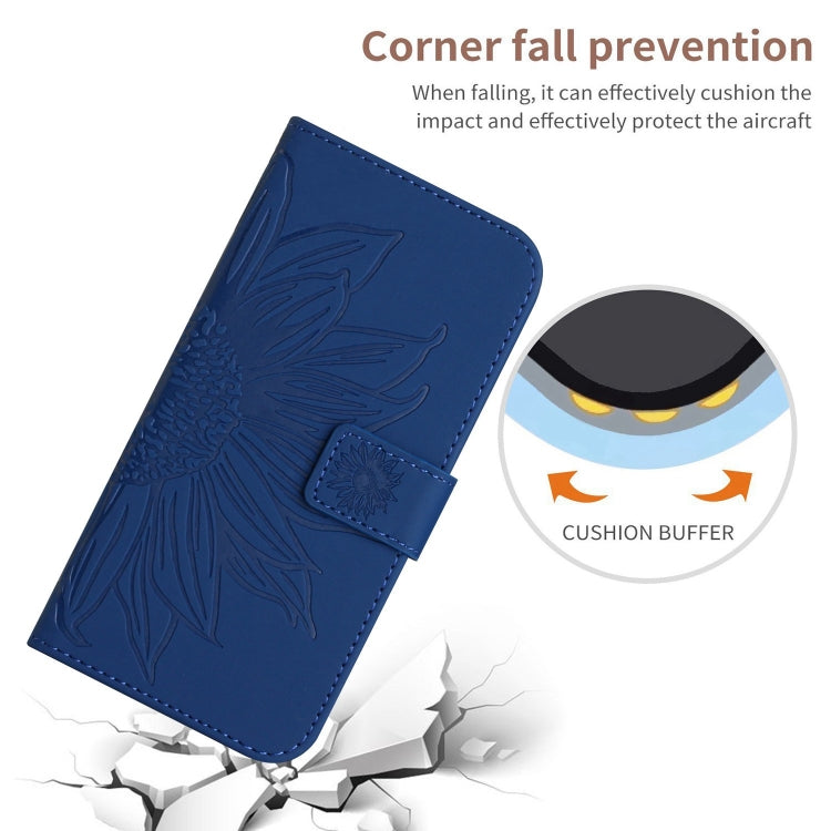 For Google Pixel 9 Skin Feel Sun Flower Embossed Flip Leather Phone Case with Lanyard(Dark Blue) - Google Cases by PMC TechLife | Online Shopping South Africa | PMC TechLife | Buy Now Pay Later Mobicred