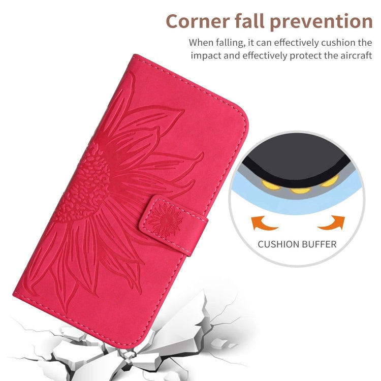 For Google Pixel 9 Skin Feel Sun Flower Embossed Flip Leather Phone Case with Lanyard(Rose Red) - Google Cases by PMC TechLife | Online Shopping South Africa | PMC TechLife | Buy Now Pay Later Mobicred