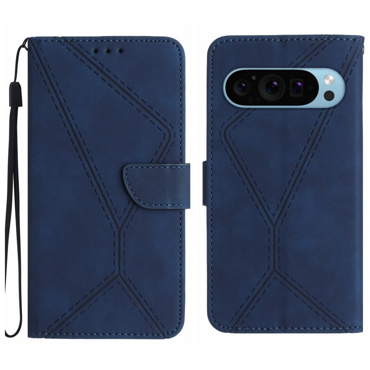 For Google Pixel 9 Stitching Embossed Leather Phone Case(Blue) - Google Cases by PMC Jewellery | Online Shopping South Africa | PMC Jewellery | Buy Now Pay Later Mobicred