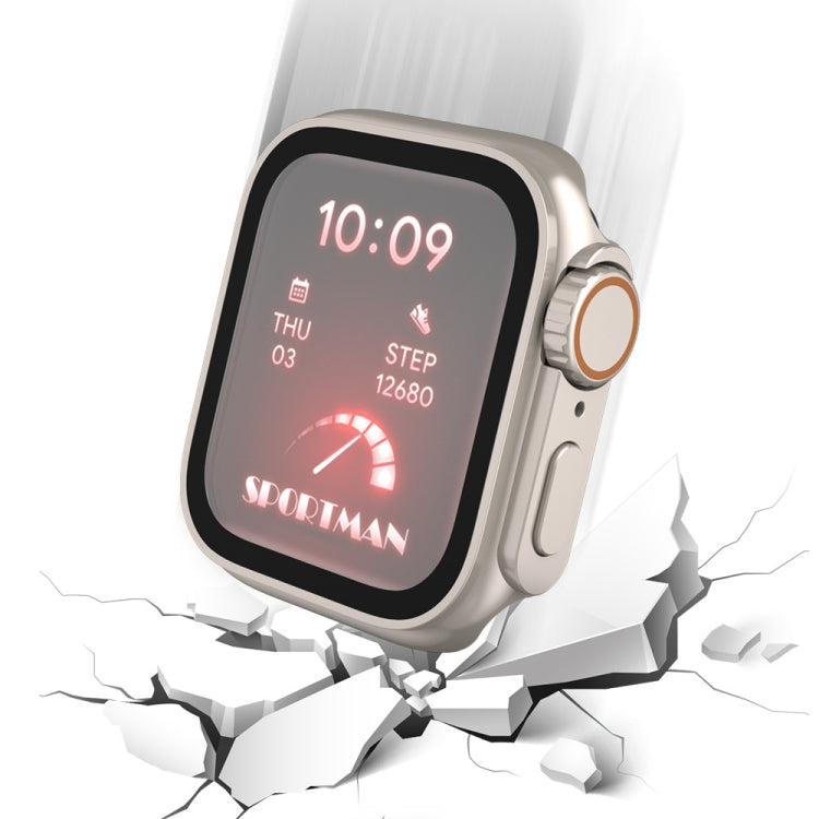 For Apple Watch Series 9 / 8 / 7 41mm Tempered Film Hybrid PC Integrated Watch Case(Silver Orange) - Watch Cases by PMC Jewellery | Online Shopping South Africa | PMC Jewellery