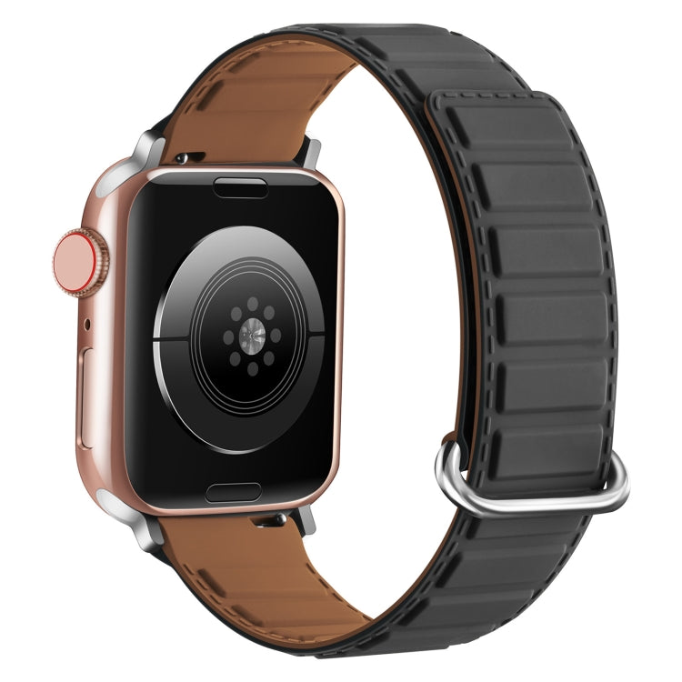 For Apple Watch 38mm Reverse Buckle Magnetic Silicone Watch Band(Silver Buckle Grey Brown) - free shipping - PMC TechLife - Order now!