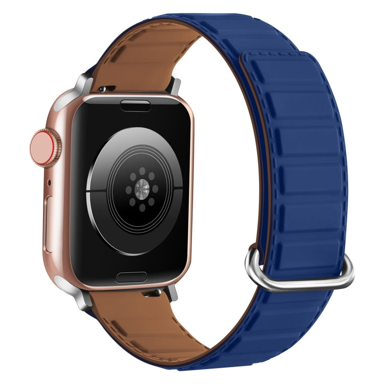 For Apple Watch 42mm Reverse Buckle Magnetic Silicone Watch Band(Silver Buckle Blue) - free shipping - PMC TechLife - Order now!