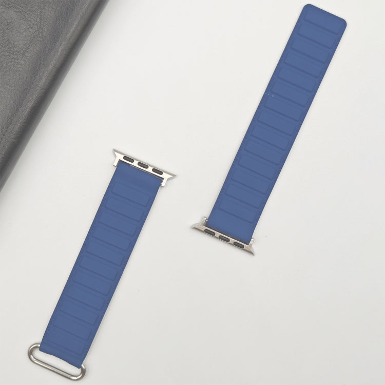 For Apple Watch 42mm Reverse Buckle Magnetic Silicone Watch Band(Silver Buckle Blue) - free shipping - PMC TechLife - Order now!