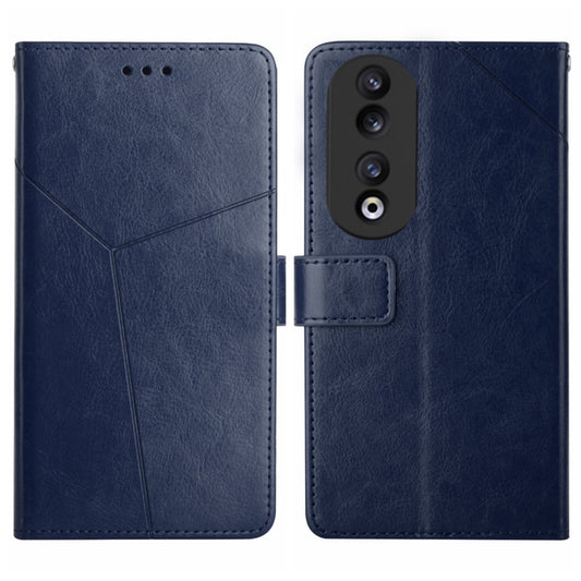 For Honor 90 Y-shaped Pattern Flip Leather Phone Case(Blue) - Honor Cases by PMC Jewellery | Online Shopping South Africa | PMC Jewellery