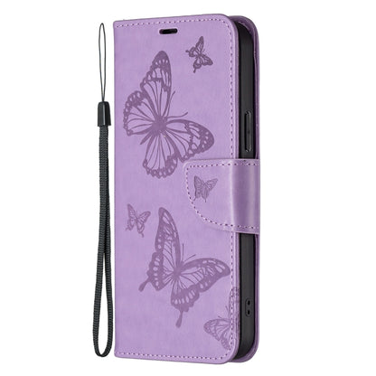 For Samsung Galaxy S23 FE 5G Embossing Two Butterflies Pattern Leather Phone Case(Purple) - Galaxy S23 FE 5G Cases by PMC Jewellery | Online Shopping South Africa | PMC Jewellery