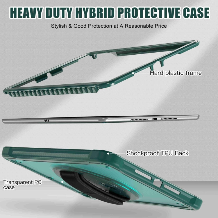 For iPad 10.2 2021 / 2020 / 2019 Heavy Duty Hybrid Tablet Case with Handle & Strap(Dark Green) - iPad 10.2 Cases by PMC TechLife | Online Shopping South Africa | PMC TechLife