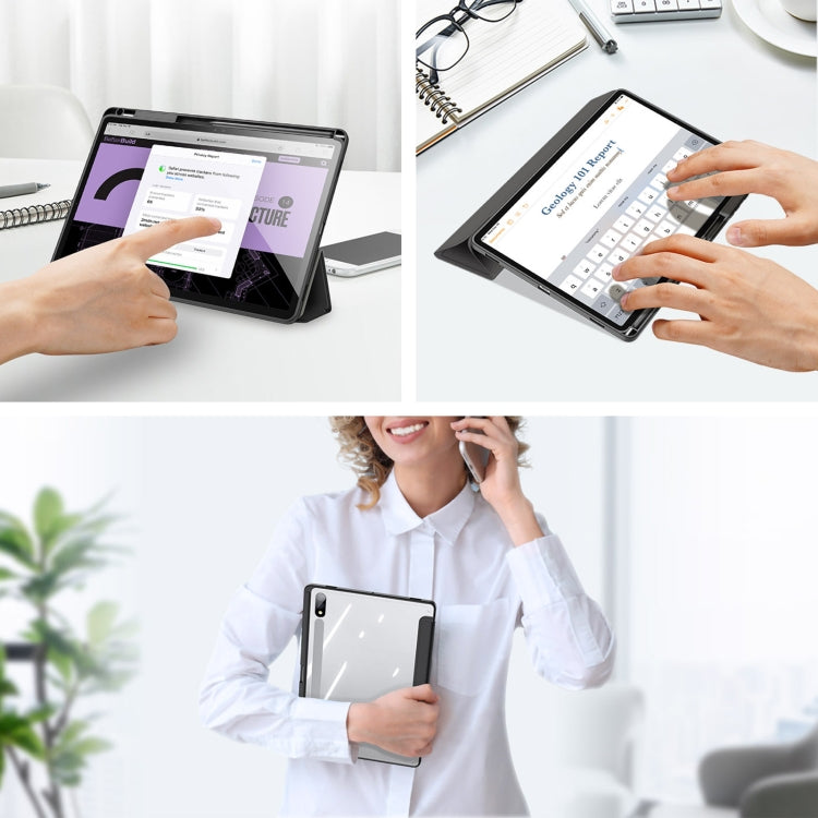 For Samsung Galaxy Tab S9+ DUX DUCIS TOBY Series Antiskid Leather Tablet Case with Sleep / Wake-up Function(Black) - free shipping - PMC Jewellery - Order now!