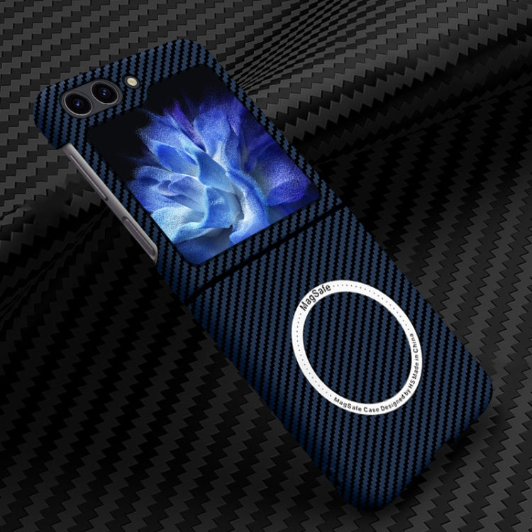 For Samsung Galaxy Z Flip5 Carbon Fiber Texture MagSafe Magnetic Phone Case(Blue) - Galaxy Z Flip5 Cases by PMC Jewellery | Online Shopping South Africa | PMC Jewellery