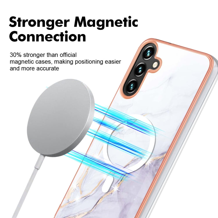 For Samsung Galaxy A34 5G Marble Pattern Dual-side IMD Magsafe TPU Phone Case(White 006) - Galaxy Phone Cases by PMC TechLife | Online Shopping South Africa | PMC TechLife