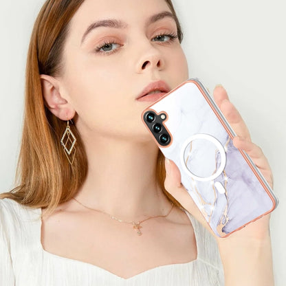 For Samsung Galaxy A34 5G Marble Pattern Dual-side IMD Magsafe TPU Phone Case(White 006) - Galaxy Phone Cases by PMC Jewellery | Online Shopping South Africa | PMC Jewellery