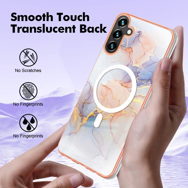 For Samsung Galaxy A34 5G Marble Pattern Dual-side IMD Magsafe TPU Phone Case(White Marble) - Galaxy Phone Cases by PMC Jewellery | Online Shopping South Africa | PMC Jewellery