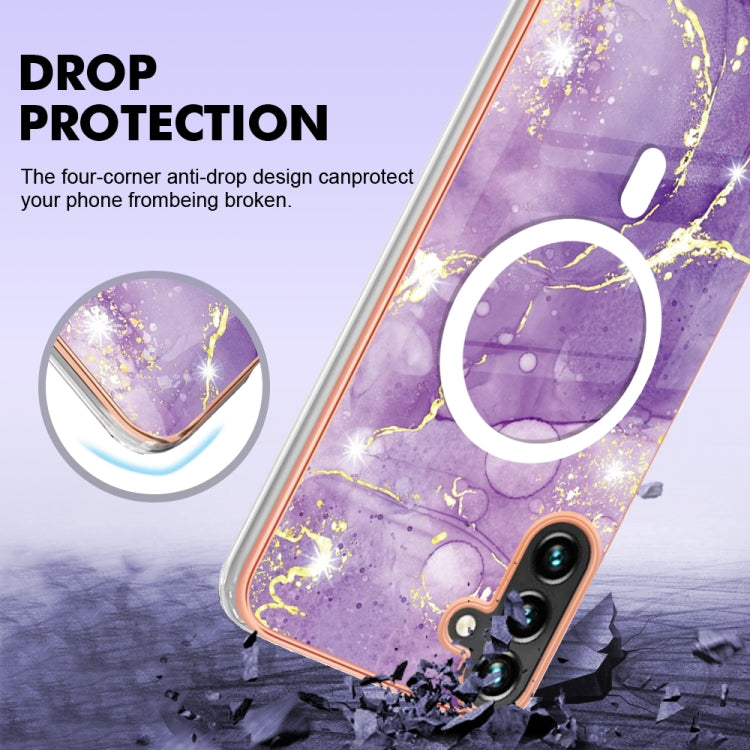 For Samsung Galaxy A54 5G Marble Pattern Dual-side IMD Magsafe TPU Phone Case(Purple 002) - Galaxy Phone Cases by PMC TechLife | Online Shopping South Africa | PMC TechLife