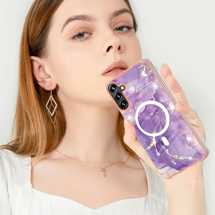 For Samsung Galaxy A54 5G Marble Pattern Dual-side IMD Magsafe TPU Phone Case(Purple 002) - Galaxy Phone Cases by PMC TechLife | Online Shopping South Africa | PMC TechLife