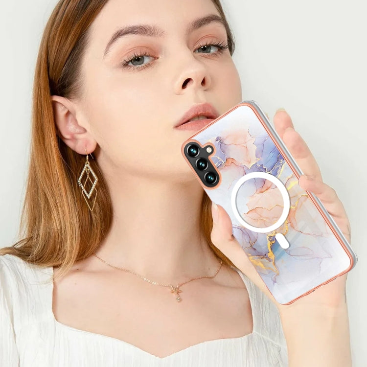 For Samsung Galaxy A54 5G Marble Pattern Dual-side IMD Magsafe TPU Phone Case(White Marble) - Galaxy Phone Cases by PMC TechLife | Online Shopping South Africa | PMC TechLife