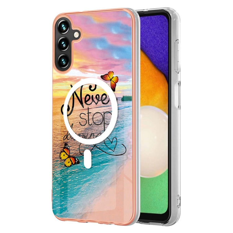 For Samsung Galaxy A54 5G Marble Pattern Dual-side IMD Magsafe TPU Phone Case(Dream Butterfly) - Galaxy Phone Cases by PMC TechLife | Online Shopping South Africa | PMC TechLife