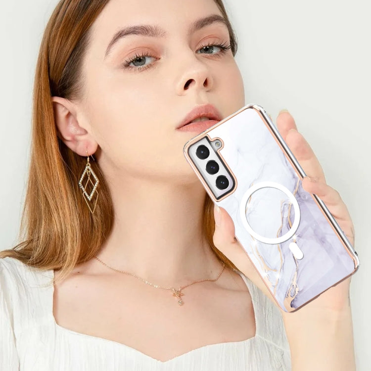 For Samsung Galaxy S21 FE 5G Marble Pattern Dual-side IMD Magsafe TPU Phone Case(White 006) - Galaxy Phone Cases by PMC TechLife | Online Shopping South Africa | PMC TechLife