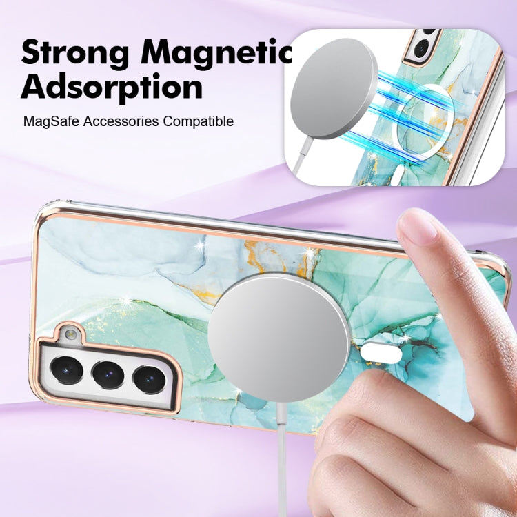 For Samsung Galaxy S21 FE 5G Marble Pattern Dual-side IMD Magsafe TPU Phone Case(Green 003) - Galaxy Phone Cases by PMC TechLife | Online Shopping South Africa | PMC TechLife