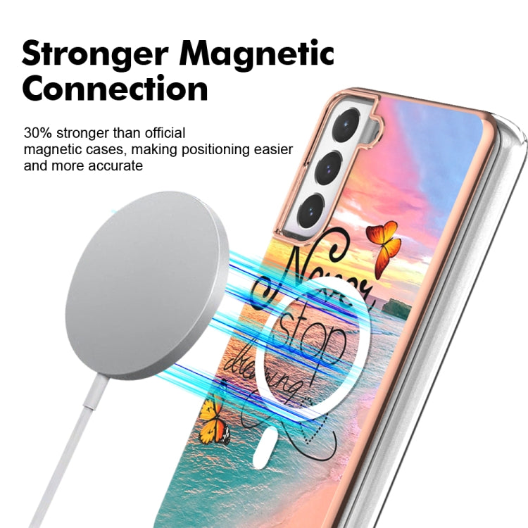 For Samsung Galaxy S21 FE 5G Marble Pattern Dual-side IMD Magsafe TPU Phone Case(Dream Butterfly) - Galaxy Phone Cases by PMC TechLife | Online Shopping South Africa | PMC TechLife
