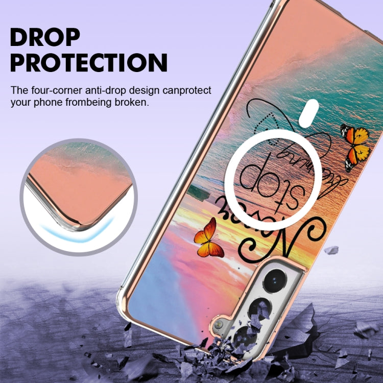 For Samsung Galaxy S21 FE 5G Marble Pattern Dual-side IMD Magsafe TPU Phone Case(Dream Butterfly) - Galaxy Phone Cases by PMC TechLife | Online Shopping South Africa | PMC TechLife