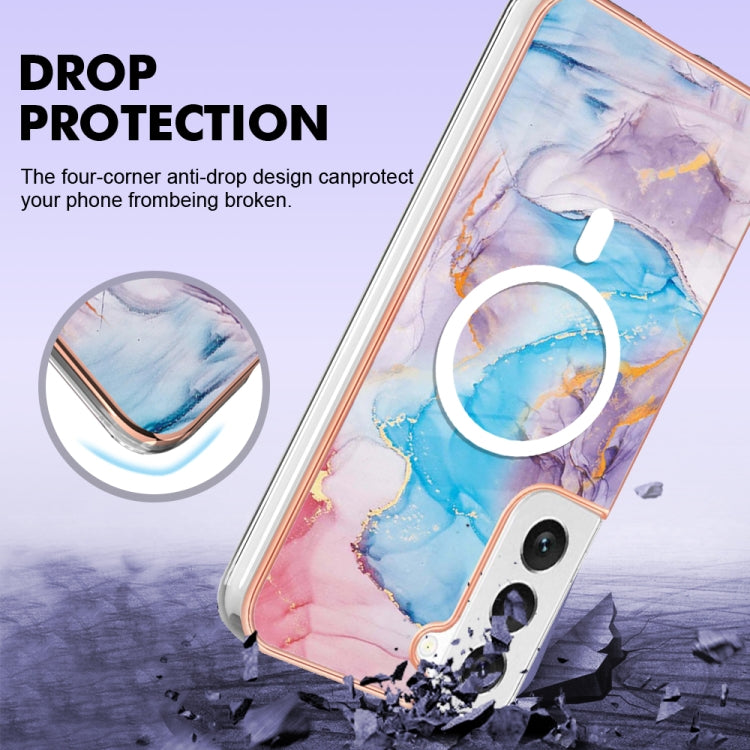 For Samsung Galaxy S22 5G Marble Pattern Dual-side IMD Magsafe TPU Phone Case(Blue Marble) - Galaxy S22 5G Cases by PMC Jewellery | Online Shopping South Africa | PMC Jewellery