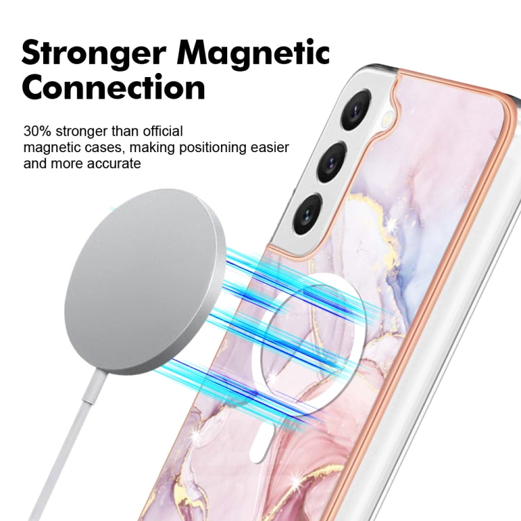 For Samsung Galaxy S22+ 5G Marble Pattern Dual-side IMD Magsafe TPU Phone Case(Rose Gold 005) - Galaxy S22+ 5G Cases by PMC TechLife | Online Shopping South Africa | PMC TechLife | Buy Now Pay Later Mobicred