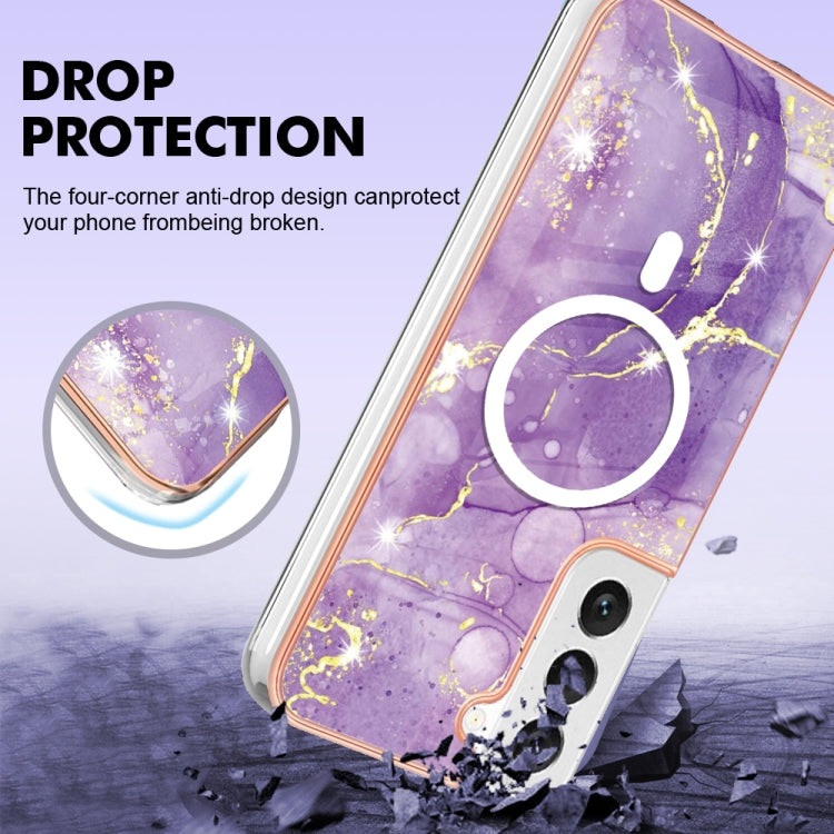 For Samsung Galaxy S23 5G Marble Pattern Dual-side IMD Magsafe TPU Phone Case(Purple 002) - Galaxy S23 5G Cases by PMC TechLife | Online Shopping South Africa | PMC TechLife