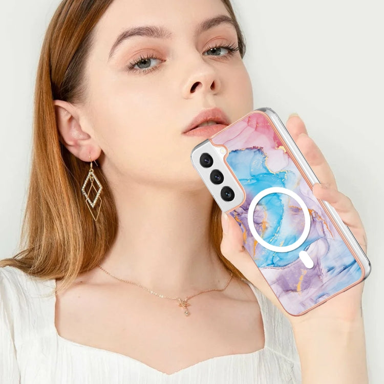 For Samsung Galaxy S23+ 5G Marble Pattern Dual-side IMD Magsafe TPU Phone Case(Blue Marble) - Galaxy S23+ 5G Cases by PMC TechLife | Online Shopping South Africa | PMC TechLife