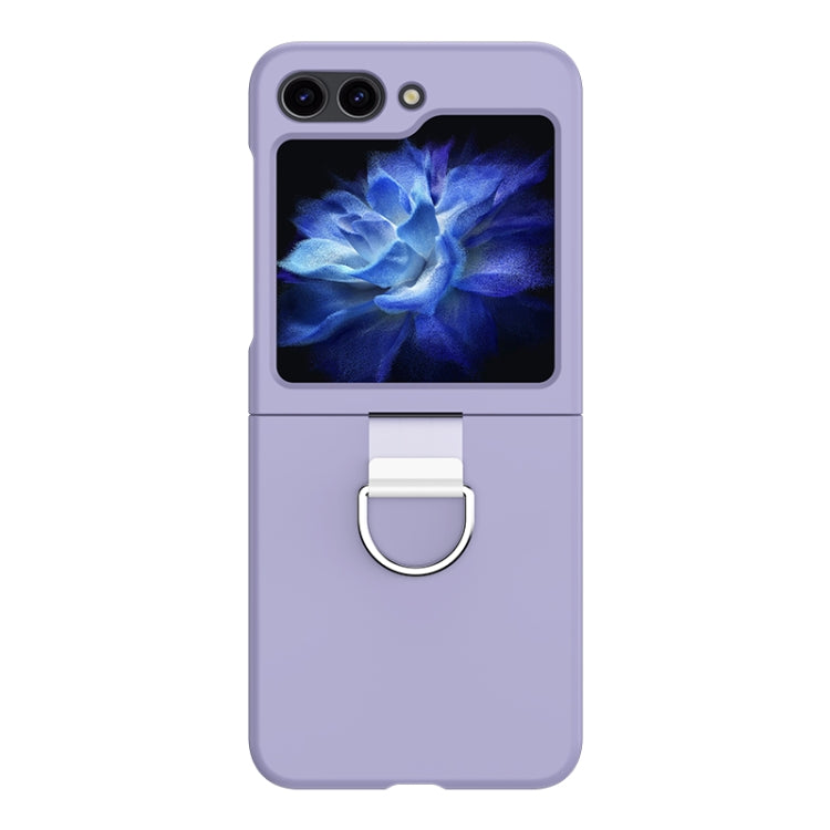 For Samsung Galaxy Z Flip5 Skin Feel Silicone Foldable Phone Case with Ring(Purple) - Galaxy Z Flip5 Cases by PMC Jewellery | Online Shopping South Africa | PMC Jewellery