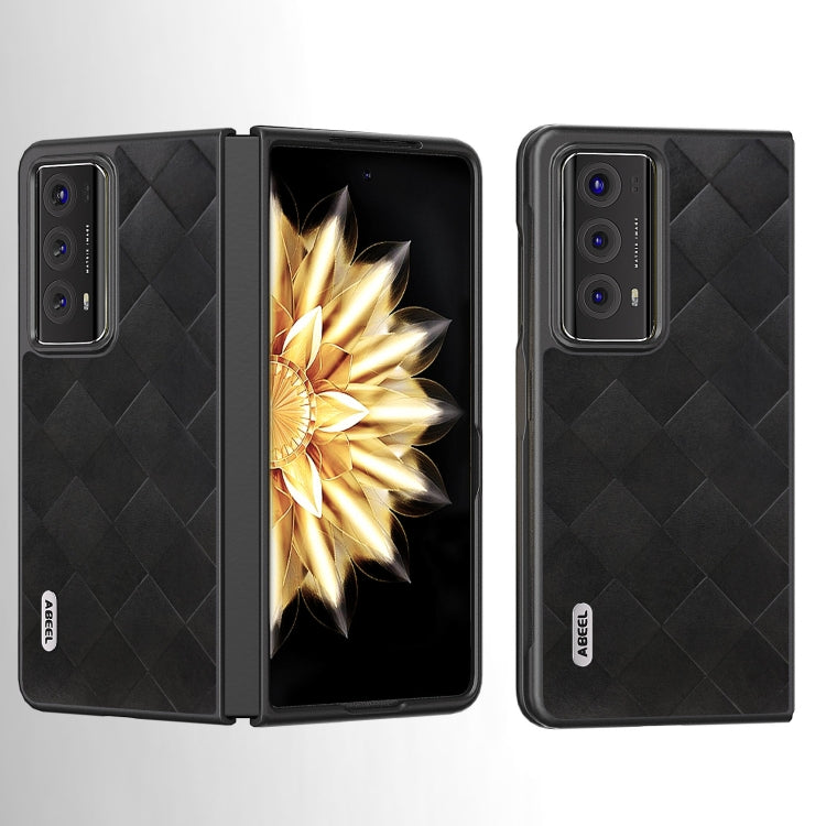 For Honor Magic V2 ABEEL Weave Plaid PU Phone Case(Black) - Honor Cases by PMC TechLife | Online Shopping South Africa | PMC TechLife | Buy Now Pay Later Mobicred
