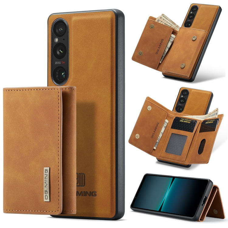For Sony Xperia 1 VI DG.MING M1 Series 3-Fold Multi Card Wallet + Magnetic Phone Case(Brown) - Sony Cases by DG.MING | Online Shopping South Africa | PMC TechLife | Buy Now Pay Later Mobicred
