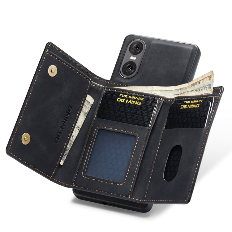 For Sony Xperia 10 VI DG.MING M1 Series 3-Fold Multi Card Wallet + Magnetic Phone Case(Black) - Sony Cases by DG.MING | Online Shopping South Africa | PMC TechLife | Buy Now Pay Later Mobicred