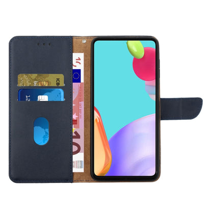 For OPPO Reno10 Global / Reno10 Pro Global HT02 Genuine Leather Fingerprint-proof Flip Phone Case(Blue) - OPPO Cases by PMC Jewellery | Online Shopping South Africa | PMC Jewellery