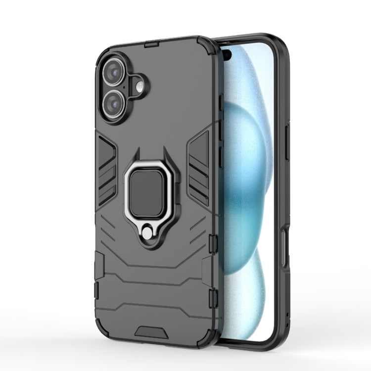 For iPhone 16 Plus Shockproof PC + TPU Holder Phone Case(Black) - iPhone 16 Plus Cases by PMC Jewellery | Online Shopping South Africa | PMC Jewellery | Buy Now Pay Later Mobicred