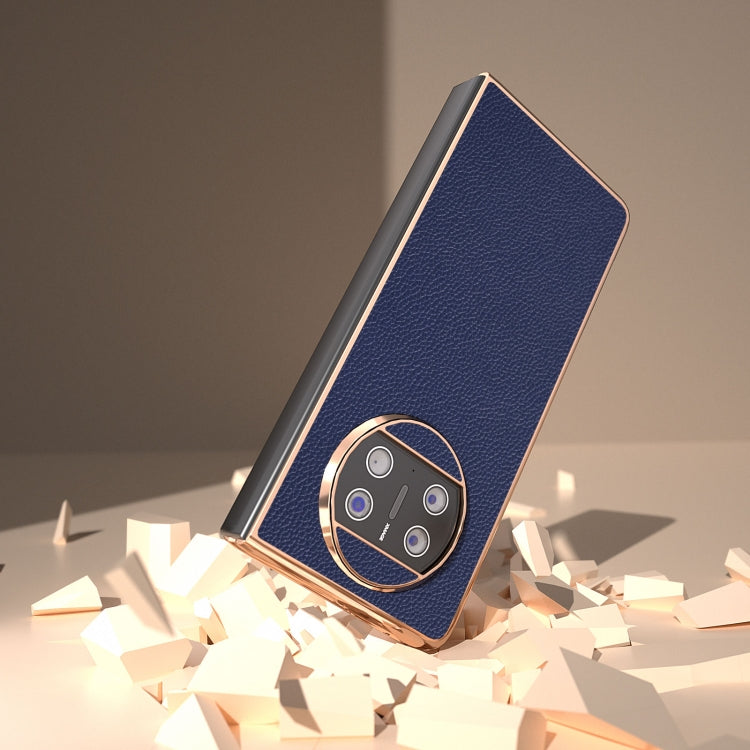 For Huawei Mate X3 Genuine Leather Mino Series Nano Plating Phone Case(Royal Blue) - Huawei Cases by PMC TechLife | Online Shopping South Africa | PMC TechLife | Buy Now Pay Later Mobicred