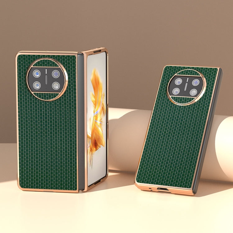 For Huawei Mate X3 Genuine Leather Luxury Series Nano Plating Phone Case(Dark Green) - Huawei Cases by PMC TechLife | Online Shopping South Africa | PMC TechLife | Buy Now Pay Later Mobicred
