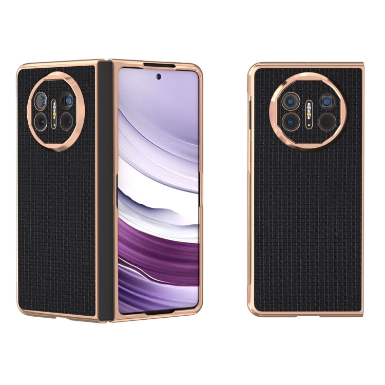 For Huawei Mate X5 Genuine Leather Luxury Series Nano Plating Phone Case(Black) - Huawei Cases by PMC TechLife | Online Shopping South Africa | PMC TechLife | Buy Now Pay Later Mobicred