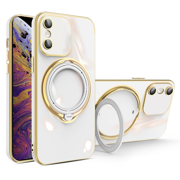 For iPhone XS / X Multifunction Electroplating MagSafe Holder Phone Case(White) - More iPhone Cases by PMC TechLife | Online Shopping South Africa | PMC TechLife