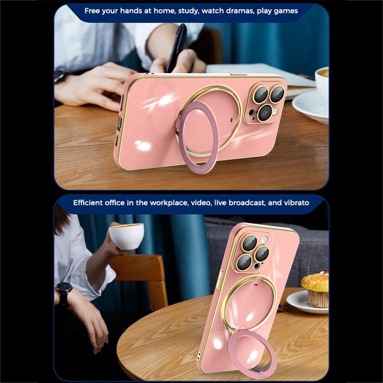 For iPhone 11 Pro Multifunction Electroplating MagSafe Holder Phone Case(Black) - iPhone 11 Pro Cases by PMC TechLife | Online Shopping South Africa | PMC TechLife