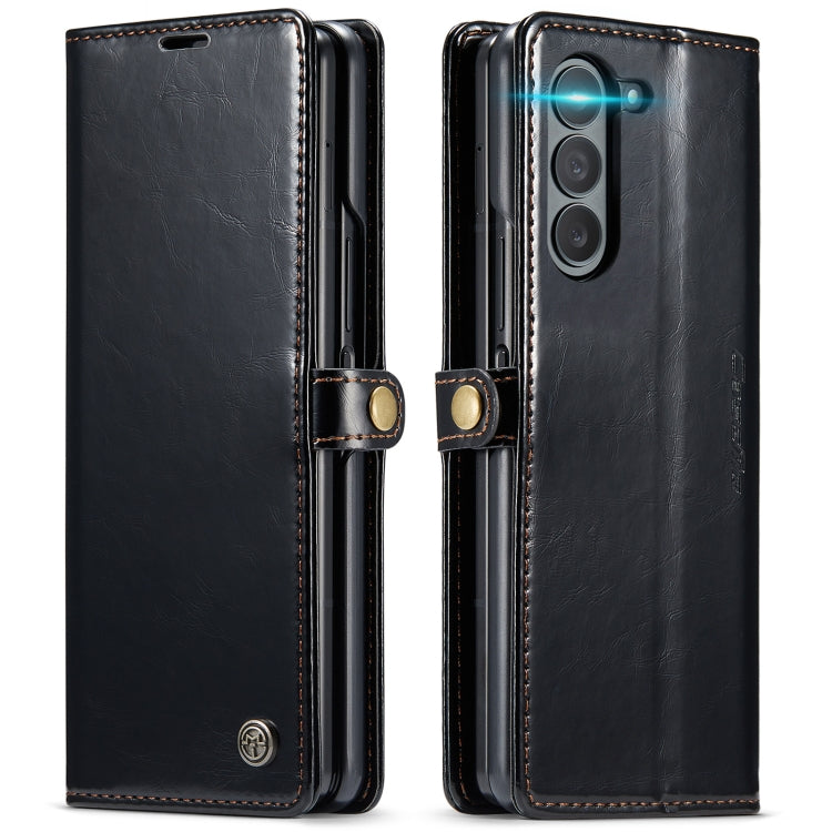 For Samsung Galaxy Z Fold5 CaseMe-003 PU + PC Business Style Crazy Horse Texture Leather Phone Case(Black) - Galaxy Z Fold5 Cases by CaseMe | Online Shopping South Africa | PMC Jewellery | Buy Now Pay Later Mobicred